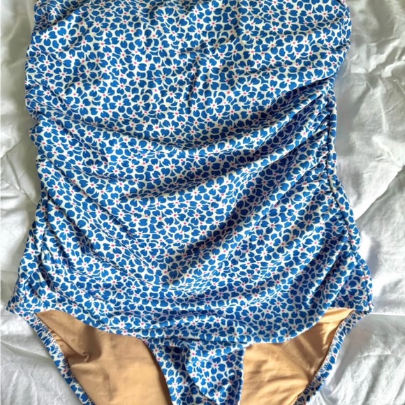 J. Crew Factory Other - J. Crew Factory Blue and Tan One-Piece Swimsuit with Ruching